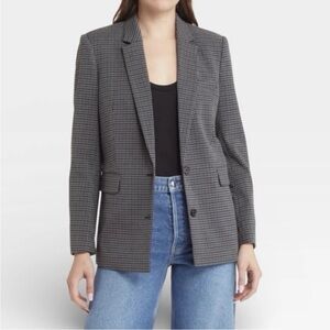 Rails Stanton Blazer Jacket Womens XL Gray Ash Mini Plaid Single Breasted